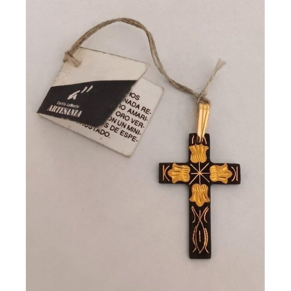NWT Vintage Damascene Cross Pendant Toledo 24k Inlay New Spain